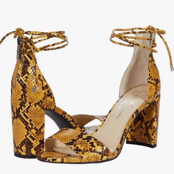 Jessica Simpson Womens Nehah Faux Leather Snakeskin Ankle Tie Sandals sz 9M NEW! - Picture 1 of 10